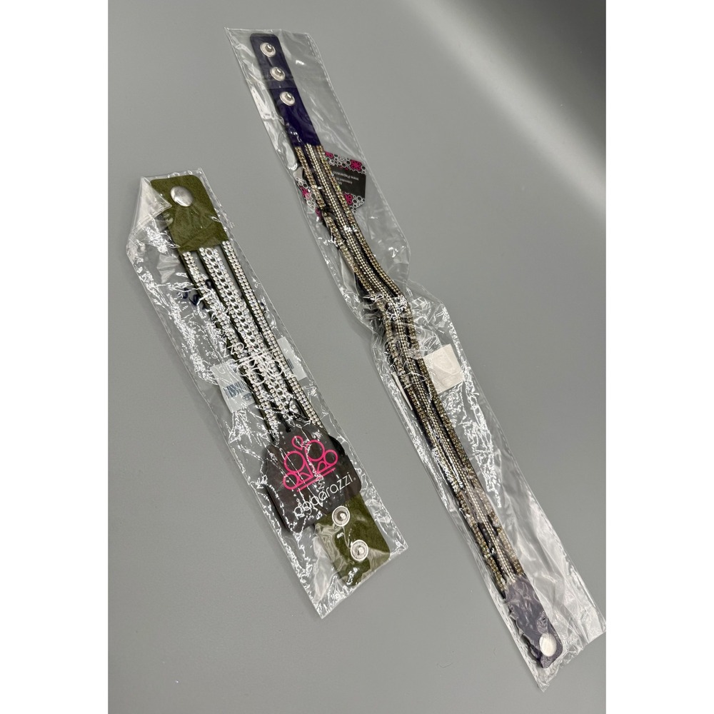 Paparazzi Urban Wrap Bracelet & chocker Set Olive Green Navy‎ Blue Rhinestone